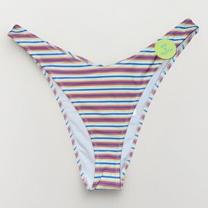 Forever 21 Women Size S Striped High-Leg Bikini Bottom Swim Bottom New Mix Match